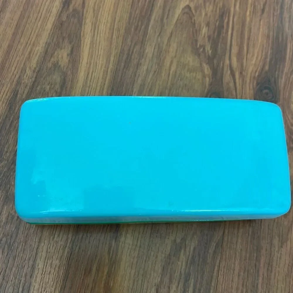 Kate Spade turquoise and green large hard eye glass sunglass case.